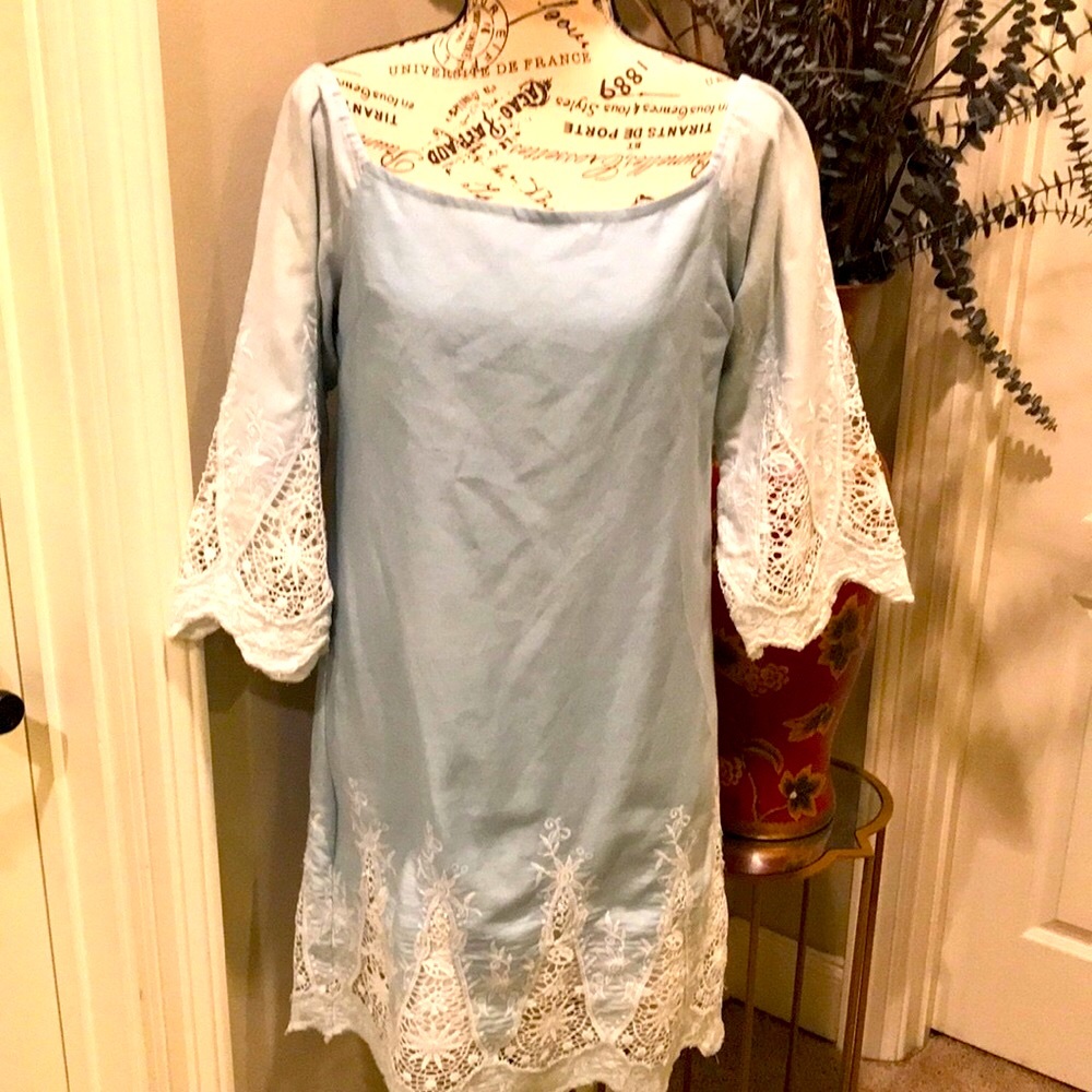 Ombré  cotton and Battenberg lace dress.